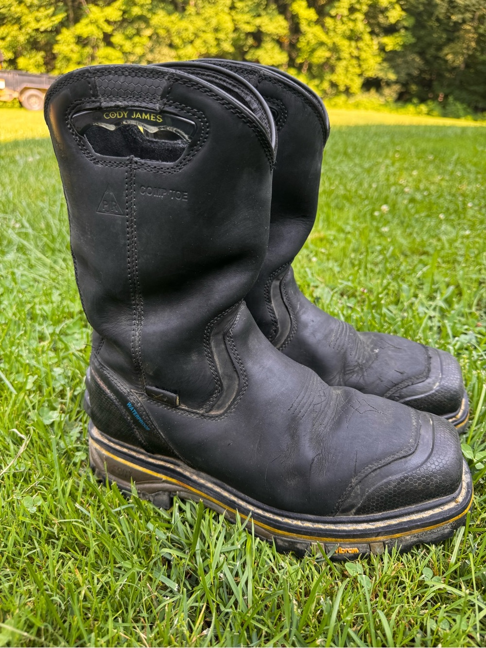 Cody James Men's Black Pull-On Work Boots
